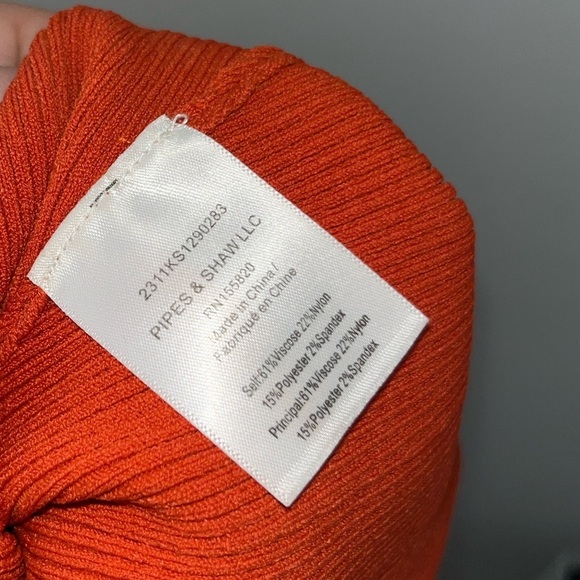 VERONICA BEARD Orange Derick Ribbed Off Shoulder Blouse Size Small - Picture 6 of 13